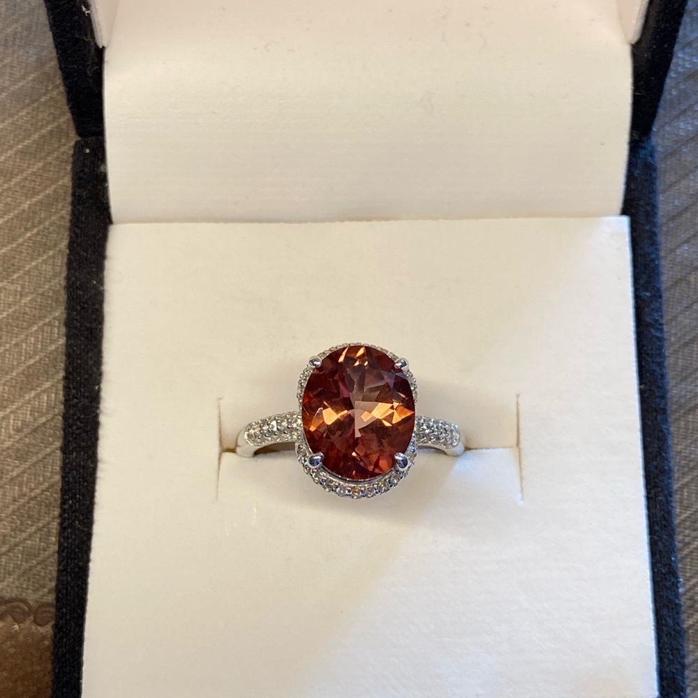 Red Labradorite, Rhodium/Silver Ring 3.85ctw - Picture 5 of 13